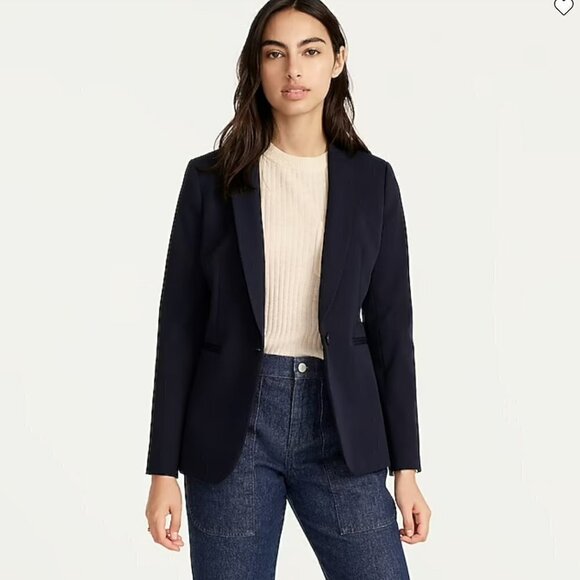 J. Crew | NWOT Parke Blazer in Bi-Stretch Cotton Classic Navy Size 2 - Picture 2 of 16